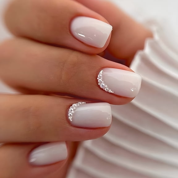 RAGUPEL Glossy Press On Nail Short Square False Nail 24Pcs Full Cover Acrylic Artificial Nail Manicure for Women and Girls