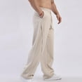 thumbnail image 5 of ZQUUVOU Men's Wide Leg Pants Loose Casual Solid Color Full Length Pant Apricot, 5 of 8