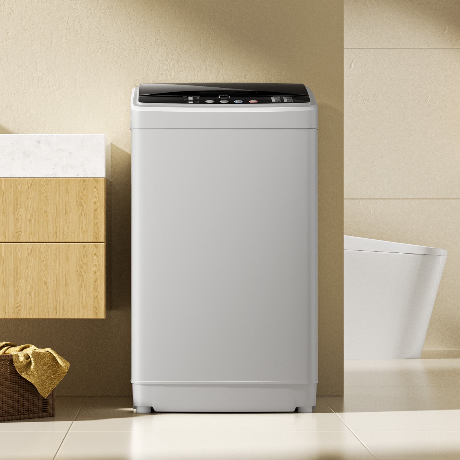 DISHUP 19 Lbs Portable Washing Machine, 2.5 Cu.ft Full-Automatic Washer and Dryer, Portable Washer for Apartment and Home, Gray