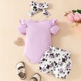 thumbnail image 6 of Baby Girl Clothes 0 3 6 9 12 18 Months Letter Print Holy Cow I'm CUTE Ruffle Romper and Floral Short Headband Sets Cute Baby Girl Summer Clothes, 6 of 7