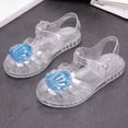 thumbnail image 6 of Viluyesy Girls Jelly Sandals Summer Closed Toe Adjustable Strap Glitter Shell Water Beach Shoes for Kids Blue Size 12.5 Little Kids, 6 of 9
