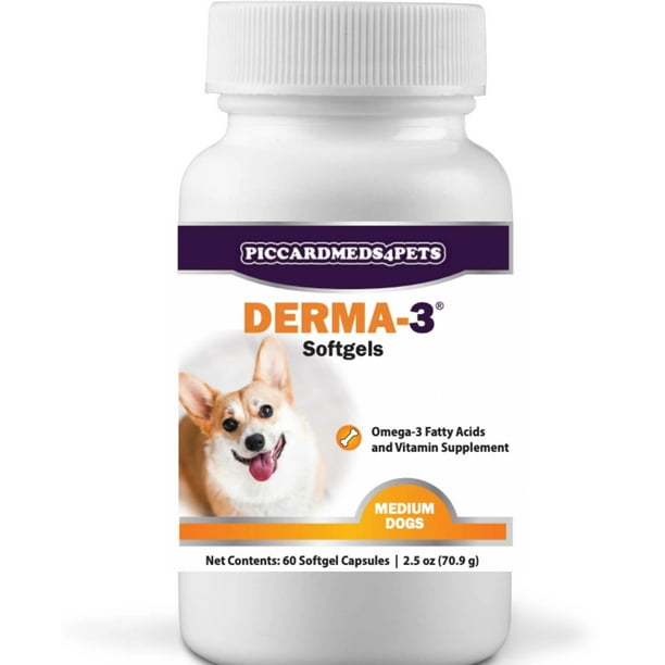PiccardMeds4Pets Derma3 Omega3 Vitamin Supplements MD to Large Dogs