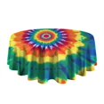 thumbnail image 5 of Colorful Rainbow Tie Dye Spiral Pattern Round Tablecloth 60"x60",Wrinkle Wipeable Table Cloth for Kitchen Dining Room Picnic Patio Party, 5 of 6