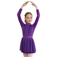 thumbnail image 3 of YIZYIF Girls Shimmery Sequins Skating Dress Gymnastics Ballet Dance Costume Backless Mesh Sleeves Lyrical Dance Dress Purple 10, 3 of 7