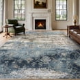 thumbnail image 3 of VUNATE 8'x10' Area Rugs for Living Room Machine Washable Rugs Abstract Vintage Distressed Indoor Rug Carpet Soft Lightweight Large Area Rug for Bedroom Dining Room Kitchen Foldable Nonslip Rug Blue, 3 of 8
