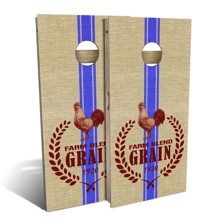 Skip's Garage Grain Sack Solid Wood Cornhole Board Set