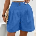 thumbnail image 6 of Tumotour Summer Linen Shorts for Women's Elastic Waist Outdoor Work Shorts Jogging Walkshort Straight-Leg Shorts, 6 of 7