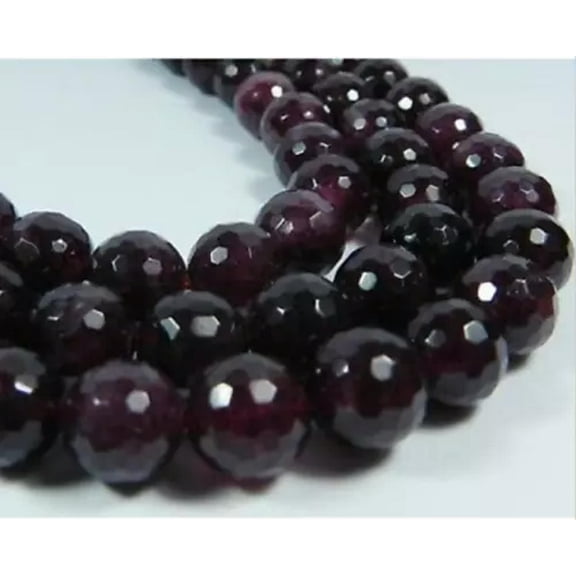 K-KED Genuine Natural 6/8mm Garnet Gems Faceted Round Loose Beads 15" Strand-6 mm