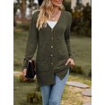thumbnail image 3 of Diconna Women Fashion V-Neck Cardigan Solid Color Rib Long Sleeve Sweater Button-Down Fall Casual Soft Knit Coat, 3 of 6