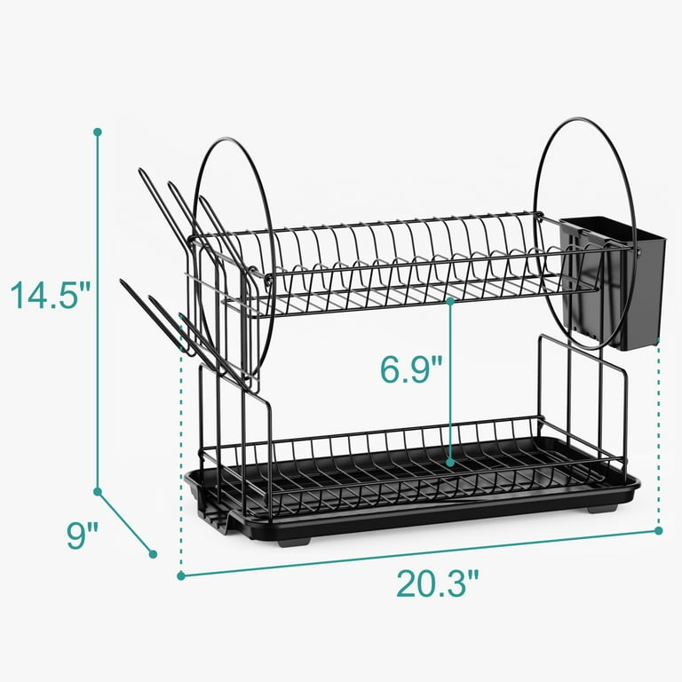 iSPECLE Dish Drying Rack - 2 Tier Small Dish Racks for Kitchen Counter with  G