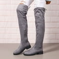 thumbnail image 2 of Pandaie Thigh High Over The Knee Boots for Women Low Block Heel Riding Boots Round Toe Stretch Walking Fall Winter Shoes Grey 8.5, 2 of 7