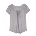 thumbnail image 4 of Summer Women Pure Short Sleeve V-neck Casual pleated Blouse T Shirt Tops Button Ladies Loose Baggy Button Tunic Tee, 4 of 7