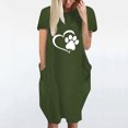 thumbnail image 3 of Meichang Robes d'Été pour Femmes Grande Taille Col Rond Manches Courtes Longueur Genou Robes Mignonnes Imprimé Patte de Chien Cœur Robes Midi Coupe Ample Robes de Vacances d'Été, 3 of 4