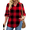 Multicolor GW18, variant on Womens Plus Size Long Sleeve Tops V Neck Plaid Roll Up Shirts Basic Casual Work Blouses