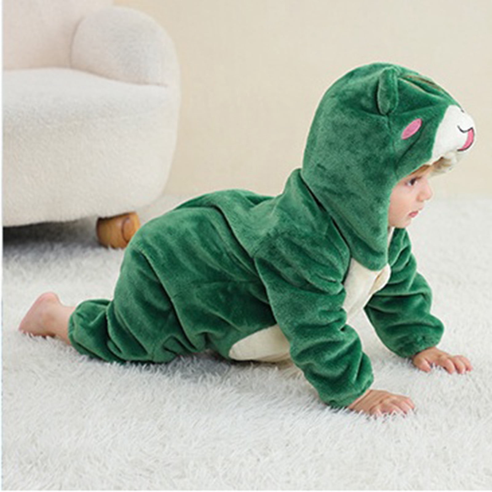 Weebloom Baby Snowsuit Boys Girls Plush Loose Cartoon Animal Pajamas Fuzzy Zipper Crawling Clothes For Infants Toddlers Soft Winter Coats 18-24 Months