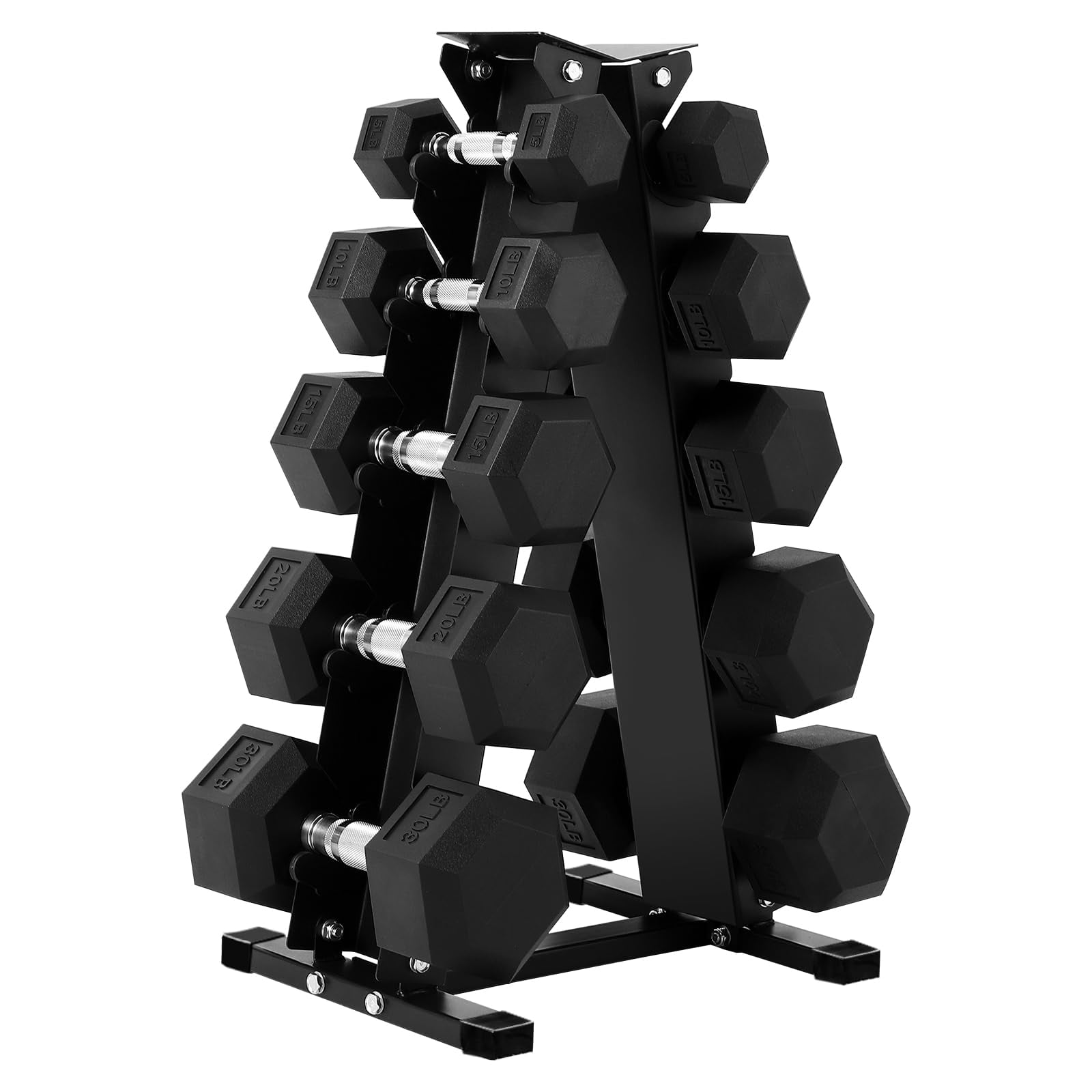 Heavy Duty 5-Tier Dumbbell Rack Stand Weight Storage Organizer with Rust-Resistant Coating Non-Slip Stable Base Compact Space-Saving Rack for Home Gym