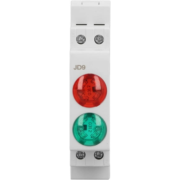 Qucyy Rail Type LED Indicator Light Red Green Dual Lights DIN Rail Signal Lamp for Distribution Box CNC Lathe AC DC #511