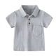 thumbnail image 2 of ¡Liquidación de verano! Conjuntos Honeeladyy Fashion de camisetas casuales de manga corta con cuello vuelto y pantalones cortos lisos para niño (gris, 4-5 años), 2 of 5