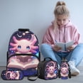 thumbnail image 2 of Pzuqiu Starry Book Axolotl Kawaii Kids Backpack for Girls 17 Inch School Backpacks for Kids Large Travel Daypack 4 pcs Bookbags with Lunch Box Set Pencil Case Water Bottle Holder, 2 of 7