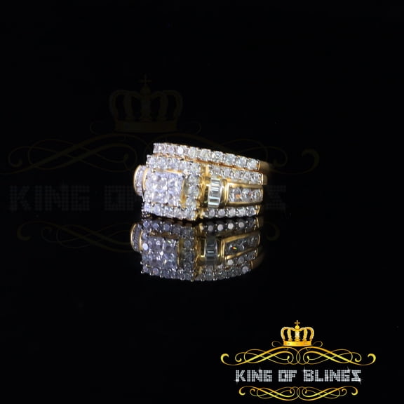 King Of Bling's Yellow 5.00ct Cubic Zirconia Silver 2 piece Bridal Fashion Womens Ring size 7