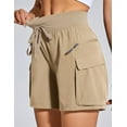 thumbnail image 4 of Women's Cargo Hiking Shorts for Camping Travel Outdoor Athletic with Zipper Pockets Quick Dry Water Resistant Summe Dark Khaki XXL, 4 of 7