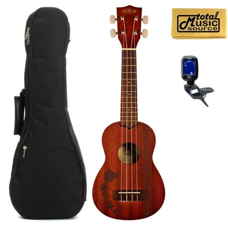 Kala KA-15S-H2 Mahogany Soprano Ukulele Bundle with Gig Bag, Tuner & TMS Polishing Cloth