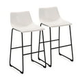 thumbnail image 6 of BELLEZE Modern Upholstered Faux Leather Barsools with Molded Low Back, Counter Height Seating For Kitchen Island or Home Bar [Set of 2] - Zariah (White), 6 of 7