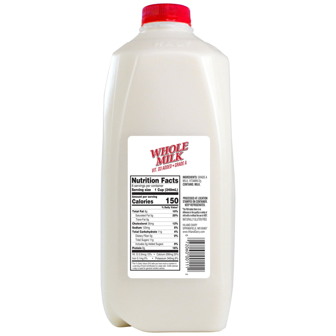 Hiland Whole, Vitamin D Milk, Half Gallon, 64 Fl Oz