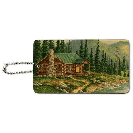 Cabin on the River Scene Wood Luggage Card Suitcase Carry-On ID (Cabin In The Woods Best Scene)