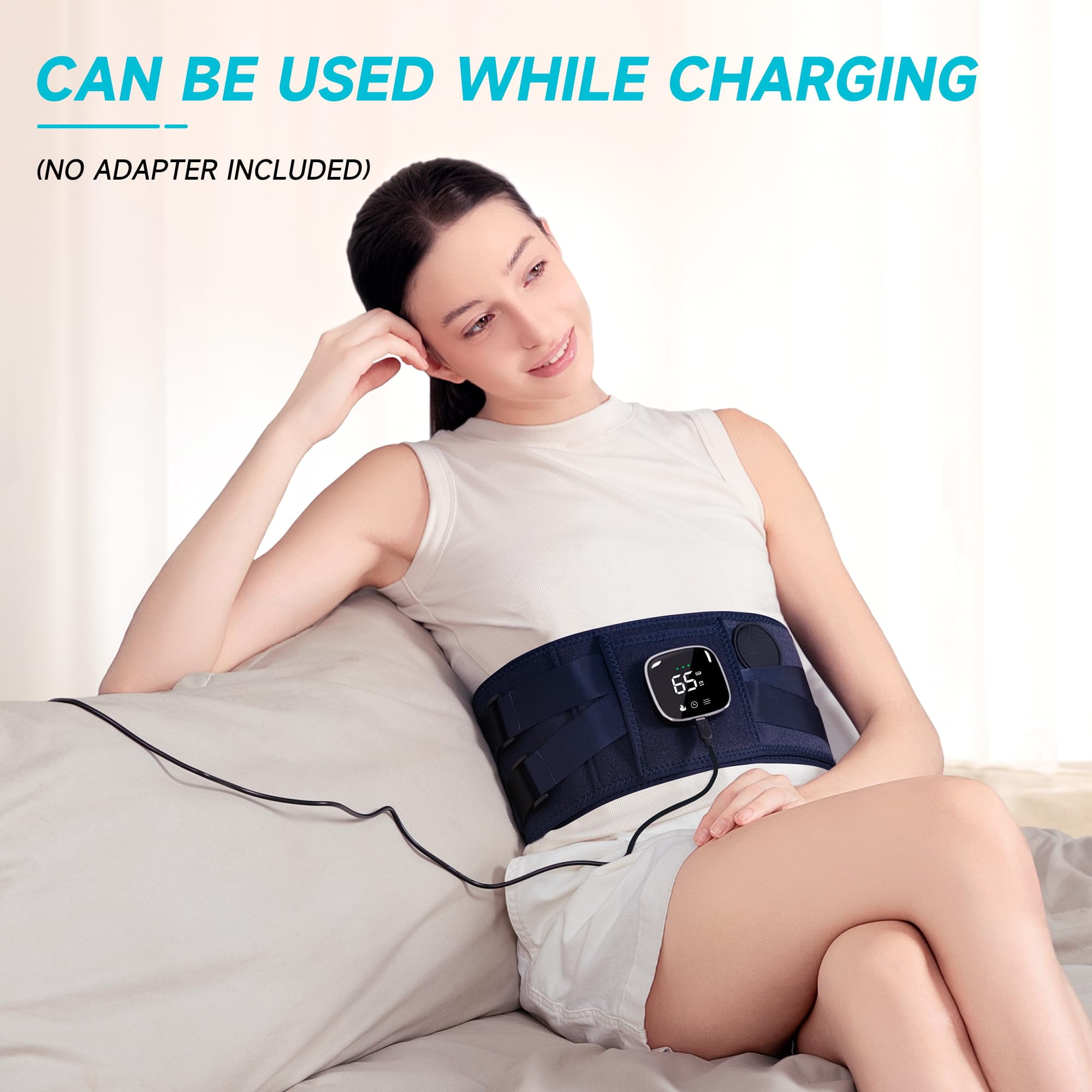 BURRKI 47-60" Lower Back Massager with 3 heat and 5 vibration, Cordless Heating Pad for Back, Heated Lumbar Support Brace Belt, Gifts for Men Women
