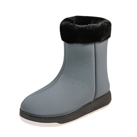 

Solid color Boots for Women Winter Cotton Shoes Thickened Velvet Solid color Classic Casual Cotton Shoes Snow Boots Grey