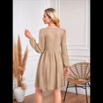 thumbnail image 4 of Vestido de Mujer con Mangas Largas Tipo Farol, Cuello Redondo, Falda Evasé, Moda de Otoño Albaricoque XL, 4 of 7