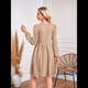 thumbnail image 4 of Vestido de Mujer con Mangas Largas Tipo Farol, Cuello Redondo, Falda Evasé, Moda de Otoño Albaricoque L, 4 of 7