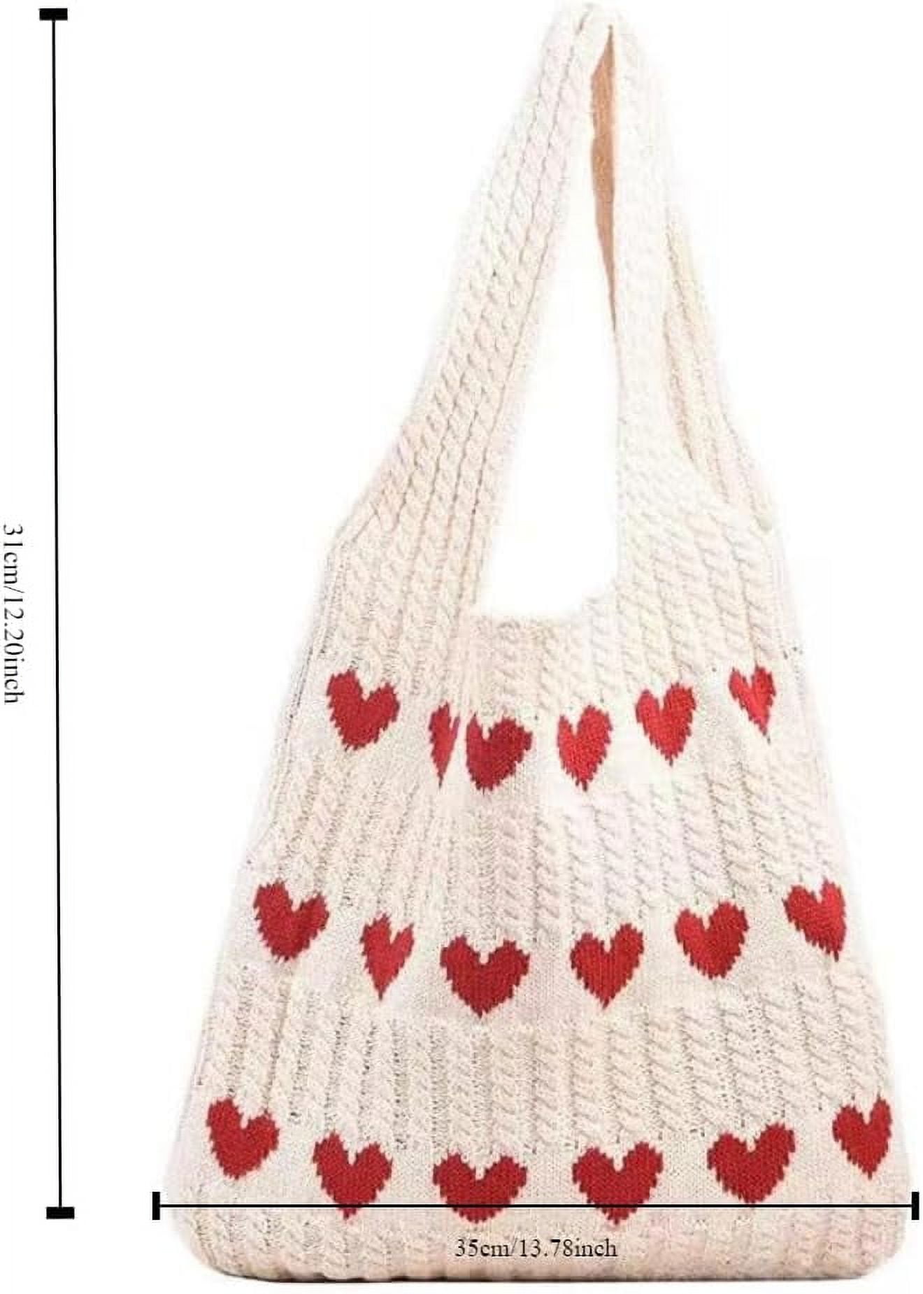 5750 Heart Crochet Tote Bag Cute Purse Cutecore Key Chain Y2K Accessories No-sew Heart Purse Crochet Pattern - Sweetheart Scallop Bag  main image 4