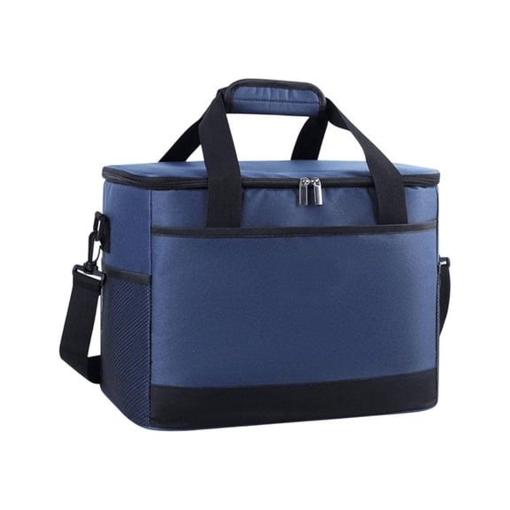 30L Insulated Cooler Bag, Large Capacity Portable Oxford Cloth Food & Drink Bag, Navy Blue
