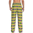 thumbnail image 3 of Xecao Mardi Gras Purple Yellow Plaid Men's Straight Lounge Pajama Pants: The Ultimate in Comfortable Sleepwear, 3 of 9