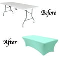 thumbnail image 2 of Mds Pack of 15 Rectangular Stretch 4ft Spandex Table Cover Tablecloths for Wedding - Sea Green, 2 of 5