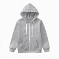 thumbnail image 3 of KPOPLK Toddler Boy Zip Up Hoodie Sweatshirt Fall Clothes Long Sleeve Solid Jacket With Hood 1-7 Years Light Gray Size 5-6 Years, 3 of 6