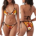 thumbnail image 3 of Fuzoiu Happy Thanksgiving Three Gnomes Print Women Triangle Bikini Sets,Halter Two Piece Sexy Swimsuit,String Tie Side Bathing Suit, 3 of 6