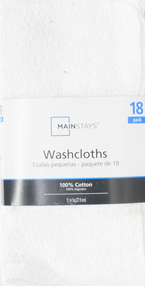 Mainstays Cotton Washcloth Collection, 18-Pack, White - image 4 of 6