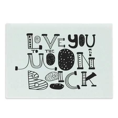 

I Love You Cutting Board Modern Graphic Style Love You Moon and Back Romantic Creative Valentines Day Decorative Tempered Glass Cutting and Serving Board Large Size Black White by Ambesonne