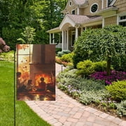Thanksgiving Fireplace Family Reunion Garden Flag 12x18 inch Double Sided Outside Yard Decorations for Home Outdoor