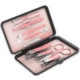 thumbnail image 1 of ZIZZON Travel Mini Set de manicura Juego de cortaúñas 10 en 1 Kit de cuidado de pedicura de acero inoxidable con estuche rosa, 1 of 5