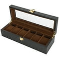 thumbnail image 4 of 6 Slots Men Watch Storage Case Collection Holder Wooden Watch Display Box Organizer, 4 of 8