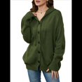 thumbnail image 2 of Cárdigan Informal con Cuello en V y Botones para Mujer, Sudadera con Capucha y Larga Verde XL, 2 of 8