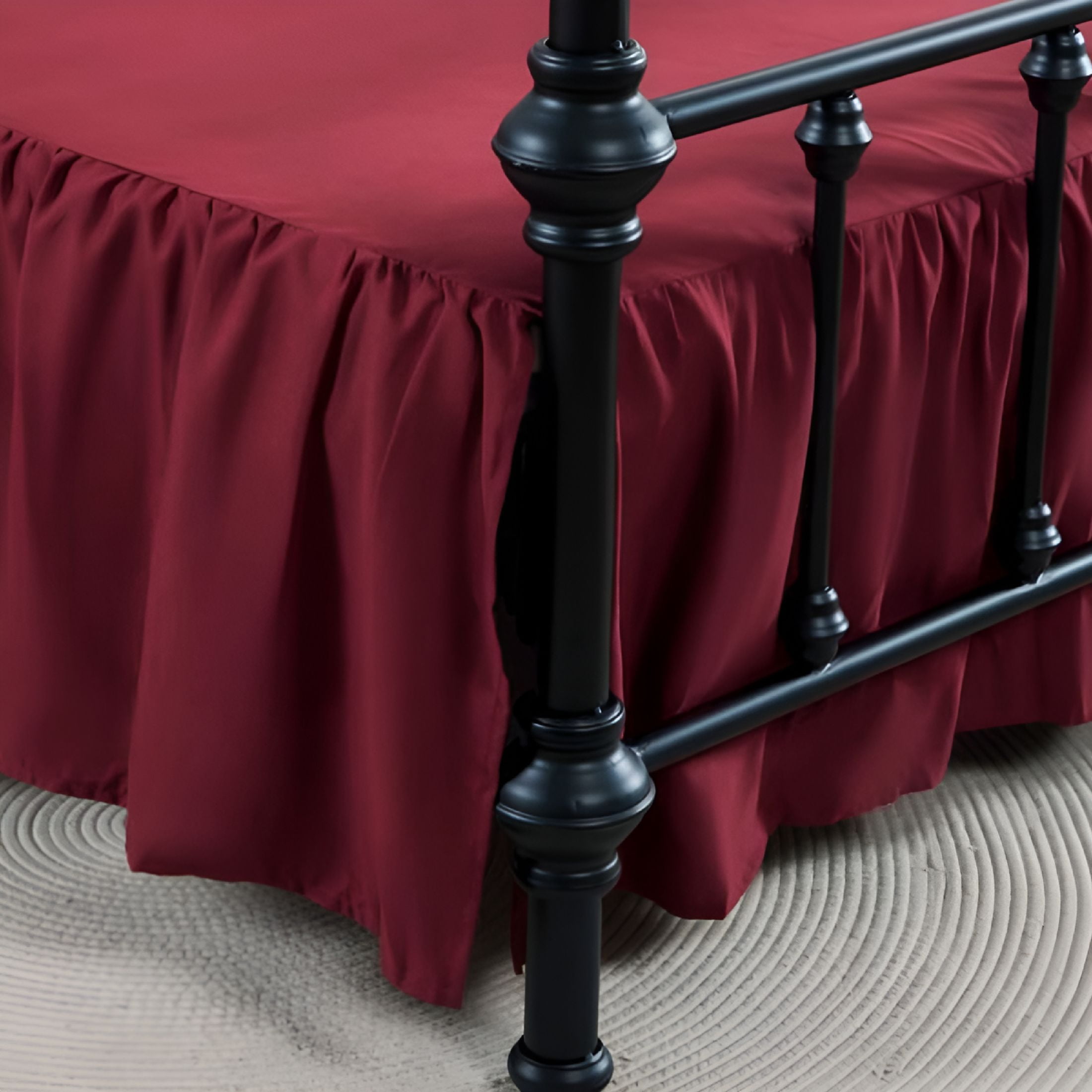 AUQ Ruffled Bed Skirt- Microfiber- White,Queen 16" Drop Split Corner Bed Skirt With Platform