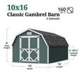 thumbnail image 3 of Little Cottage Co. 10x16 Classic Gambrel Barn with 4 ft. Sidewalls, Outdoor Wood Storage Shed Do-It-Yourself Precut Kit, 3 of 13