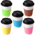 thumbnail image 3 of Paquete de 6 fundas protectoras de silicona antideslizantes resistentes al calor para tazas de café y vasos de vidrio, duraderas y reutilizables, 3 of 4