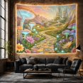 thumbnail image 6 of Golden Brick Road in Fantasy Meadow with Glowing Mushrooms, Dreamy Fantasy for Nature Lovers, Enchanted Landscape Art, Mother's Day Gift, Tapestry Wall Hanging for Bedroom and Living Room, 6 of 7