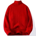thumbnail image 2 of YLSDY Men Cable Knit Sweater Casual Oversized Turtleneck Long Sleeve Pullover Sweater Stylish Warm Knitwear Jumper Top Red L, 2 of 5